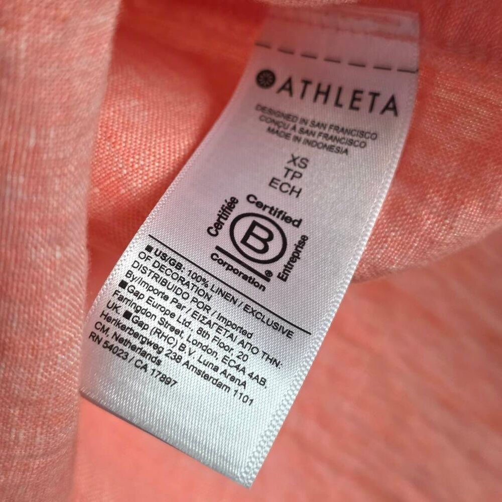 Athleta Voyager Linen Tank Coral Pink Adjustable Strap XS - Picture 6 of 8